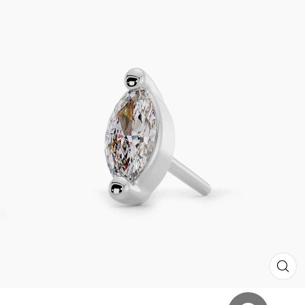 Fresh Trends - 4MM MARQUISE DIAMOND FLAT BACK STUD.  14K, Natural Diamond.